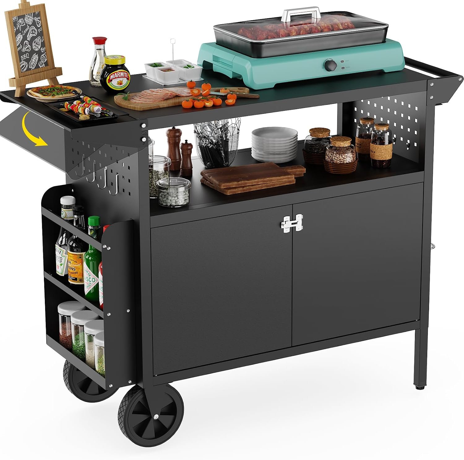 Food Storage Kitchen - Carrinho de Churrasco para Exterior com