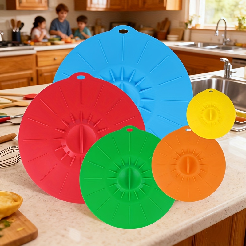 Food Storage With Colander - Conjunto de 5 Tampas de Silicone,